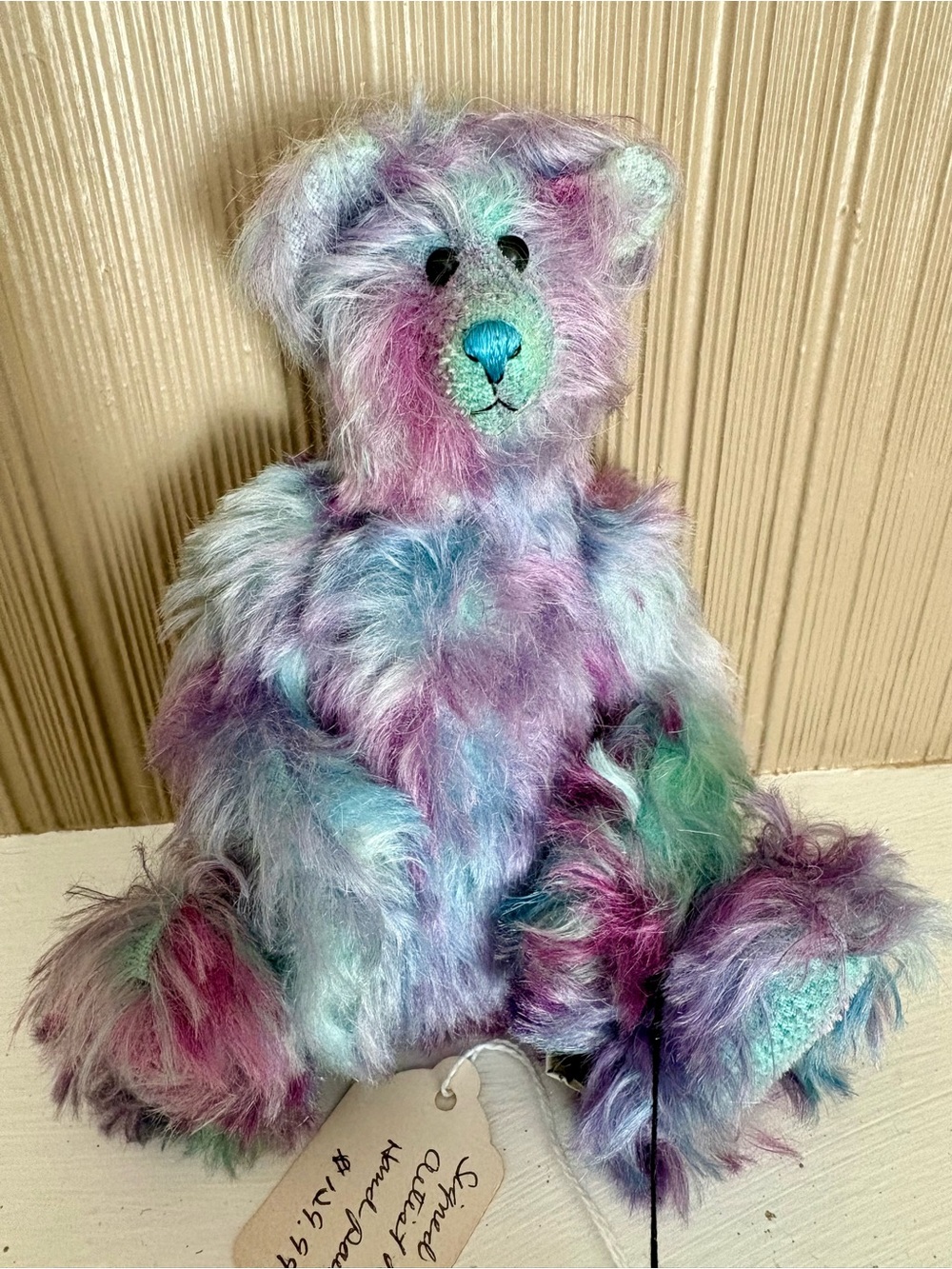Ashenberry Multicolor Mohair Opalescence Teddy Bear - Pastel Tie-Dye